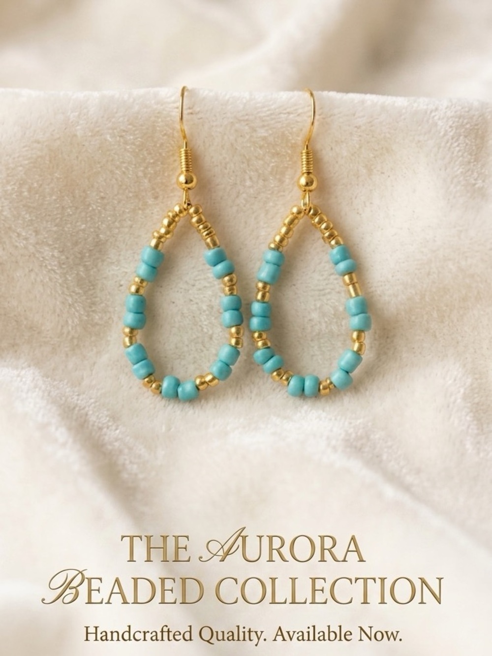 ❤️The Aurora Beaded Teardrop Earrings - Gold & Turquoise
